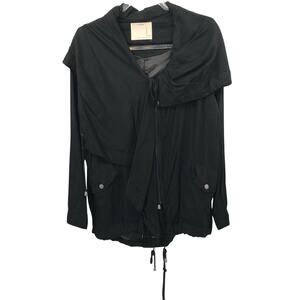Life In Progress Black Zip Front Drape Anorak Jacket Size S